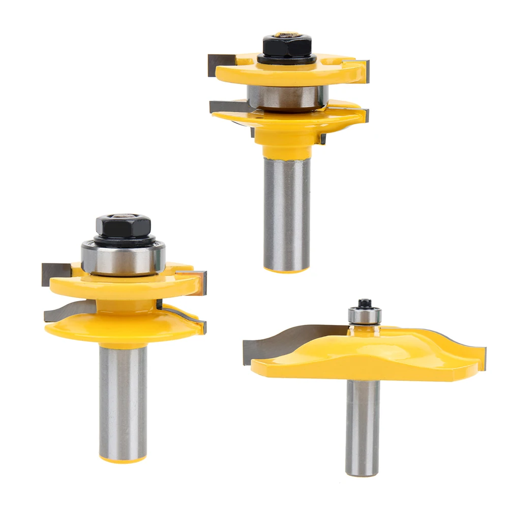 

3PCS 1/2'' Shank Ogee Rail & Stile Router Bit Cove Raised Panel Tools Sets Kit Woodworking Chisel Cutter Tool Set