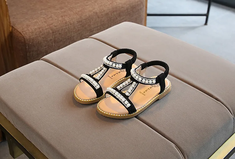 COZULMA/Новинка; летние сандалии в римском стиле для девочек; Детские пляжные сандалии; модельные туфли с бусинами и жемчугом для девочек; детская летняя обувь со стразами