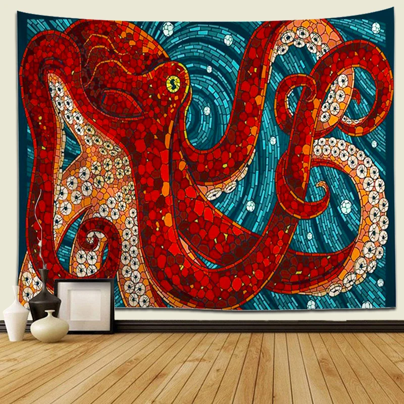 Download Octopus Tapestry Mandala Wall Hanging Tapestry Marine Life ...