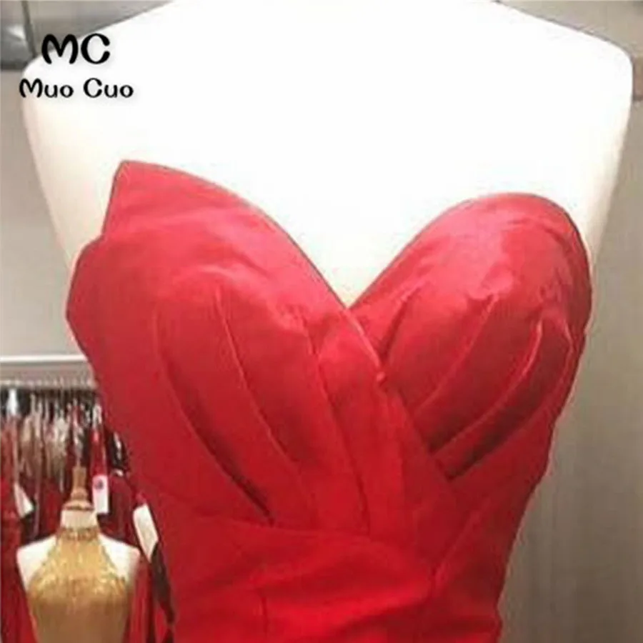 Красные вечерние платья русалки, длинные платья с плиссировкой, Vestido Longo, жесткий атласный со шнуровкой сзади, торжественное вечернее платье