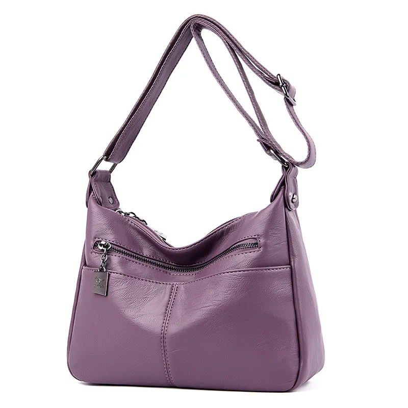 Роскошные женские сумки, дизайнерские мягкие кожаные сумки через плечо для женщин, сумка на плечо, модные женские сумки-мессенджеры - Цвет: Purple