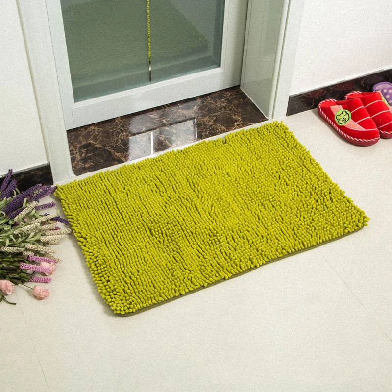 

Chenille Door Mats Thick Green Anti-slip Carpets Area Rug For Living Bath Room Solid Carpet Home Decor 50cmx80cm 40x60cm tappeto
