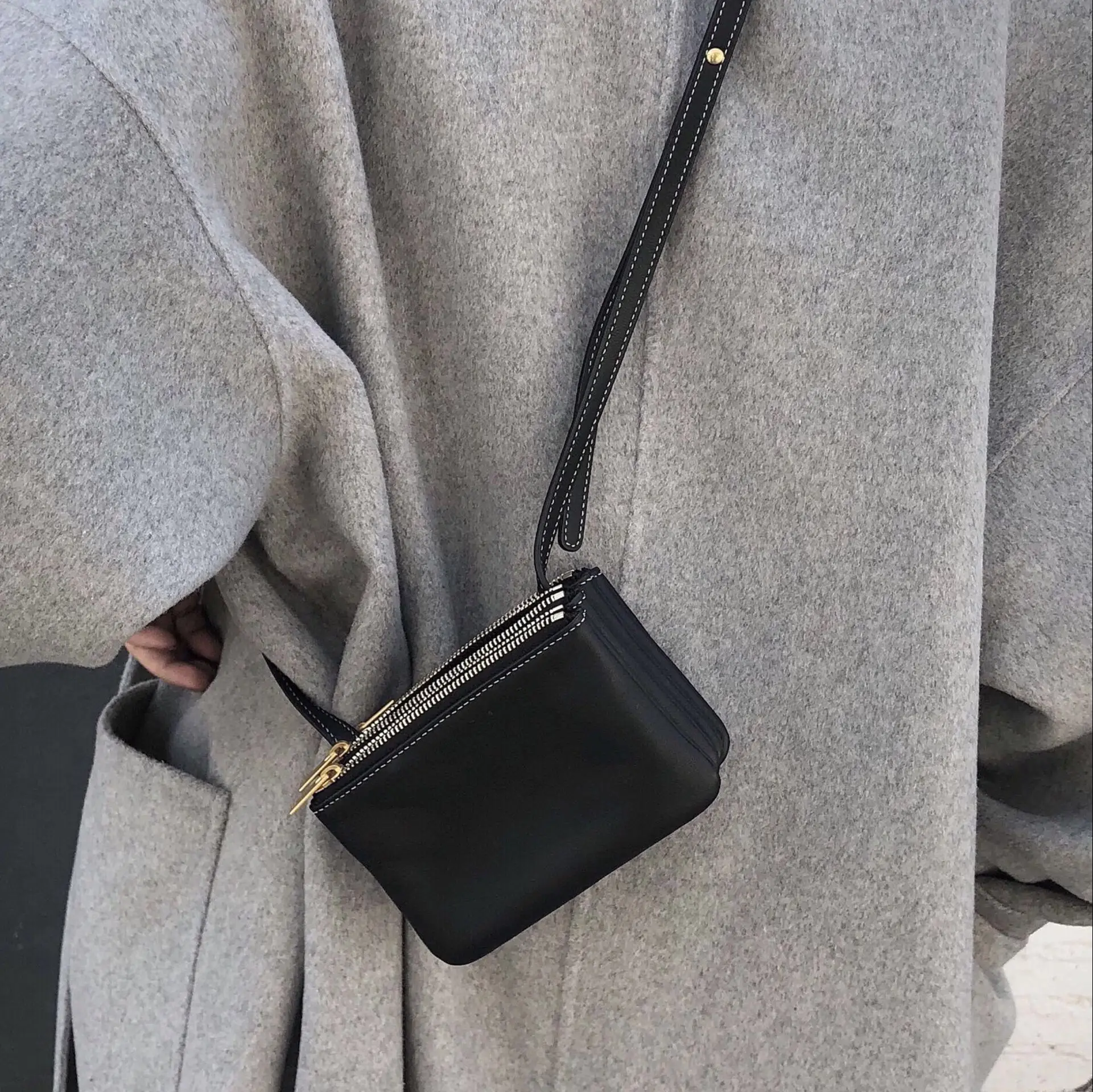 

Japan Style Multi Layer Oxford Bag Crossbody Bags for Women Multi Zipper Shoulder Bag Cowhide Leather Autumn Chic Flap Bags