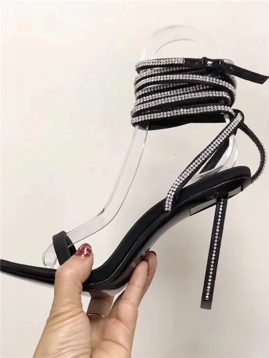 New Style Crystal Ankle Strap Women Sandals 2018 Rhinestone High Heels Gladiator Sandals Women Wedding Shoes Woman Sandalias (5)