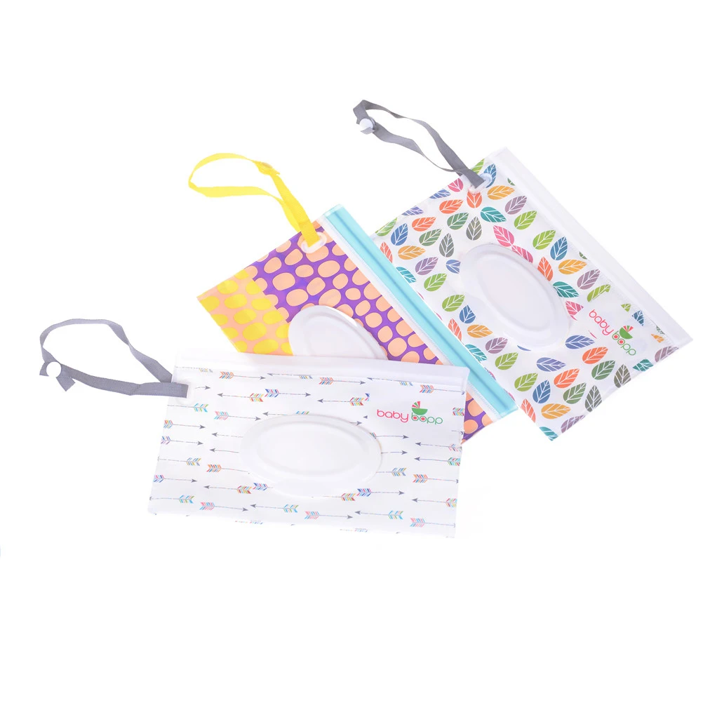 

Eco-friendly Wet Wipes Bag Clamshell Cosmetic Pouch Clutch and Clean Easy-carry Snap-strap Wipes Container Wipes Carrying Case