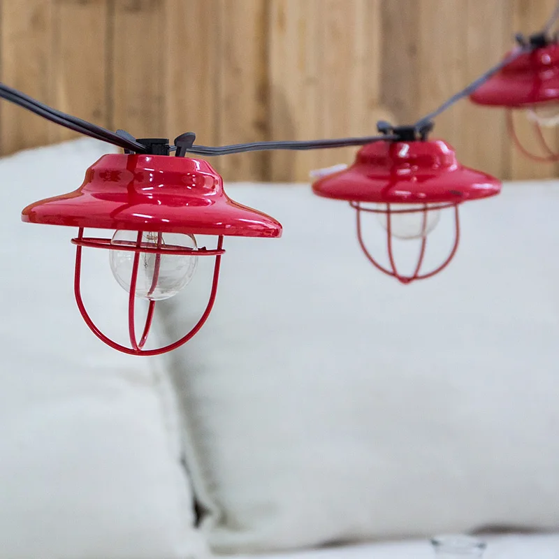 Retro Red LampShade Big Ball Globe Festoon Led String Light 3M Outdoor Garden Patio Fairy Garland Party Christmas Holiday Light