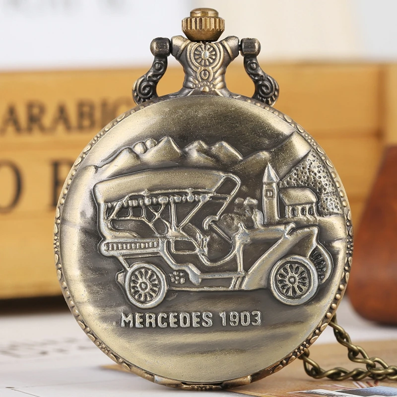 

Vintage Bronze pocket watch Retro Steam Punk Van Car Antique Chain Quartz Locomotive Pendant Pocket Watch Gift reloj bolsillo