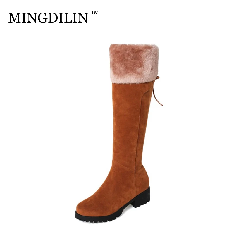 

MINGDILIN Fashion Woman High Boots Large Size European American Style Round Head Zipper Autumn Winter Warm Trend Female Boots 44