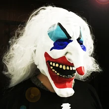 Clown Schädel Maske Horror Halloween Masken Für Frauen Männer Augapfel Teufel Partei Gewickelt kopf Scary Maske Langen Weißen Haaren MJ069