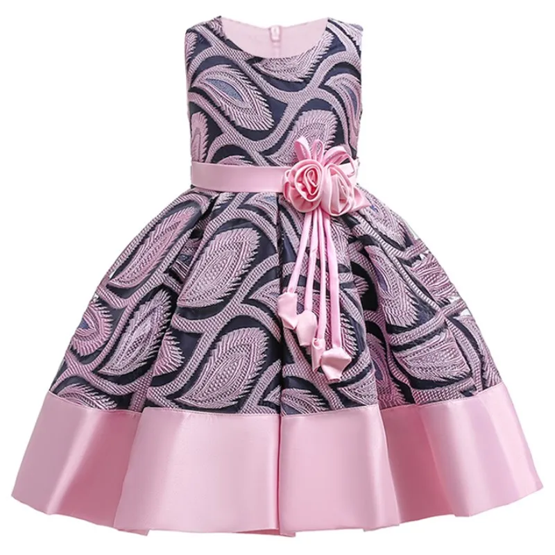 Girl Lace Dress Costumes for Girls Christmas Party Elegant Princess Dress Girl Wedding Dress Child Clothes 3- 10 Years - Цвет: pink