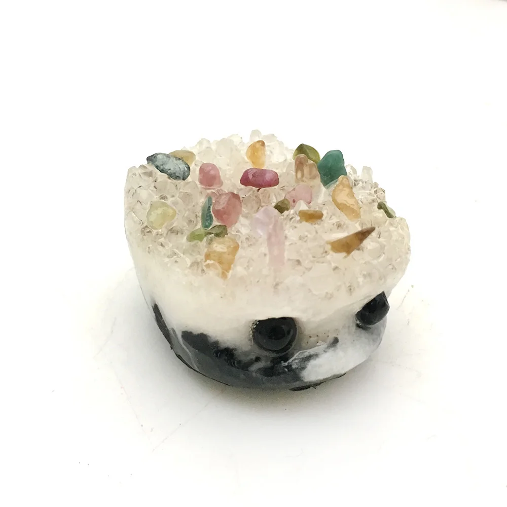 100g Natural Colorful Tourmaline White Quartz Cluster Hand Carved Hedgehog Figurine Meditation Reiki Healing Crystal Home Decoration - Цвет: 100g