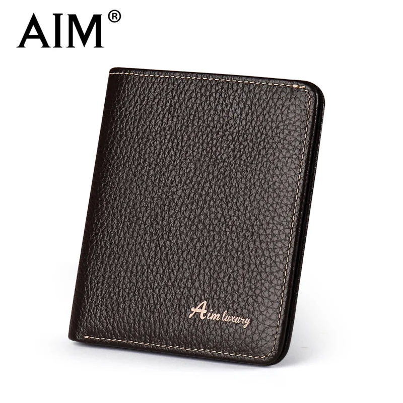 AIM Brand Genuine Leather Men Wallet Fashion Thin Small Wallet Vintage Male Short Purse Cowhide Leather Wallets Card Holder Q205 AIM Brand Genuine Leather Men Wallet Fashion Thin Small Wallet Vintage Male Short Purse Cowhide Leather Wallets Card Holder Q205