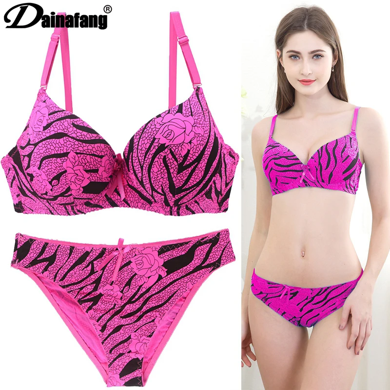 

New Sexy Fashion Leopard Bra Cotton Embroidery Lace Push Up Bra B C D Cup Bow Decorative Underwear Women Soutien Gorge 1