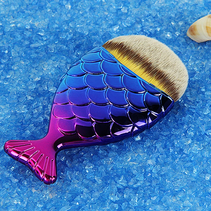 

BBL 1pc Mermaid Makeup Brush Foundation Powder Contour Brush Blush Brush Fish Scale Fishtail Cosmetic Tools Pincel Maquiagem