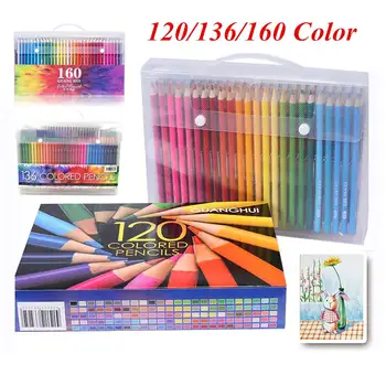 

Professional Pencil Set Wood Colored Pencil Drawing Pencils For School Office Artist Painting Sketch Supplies 120/136/160 Colors
