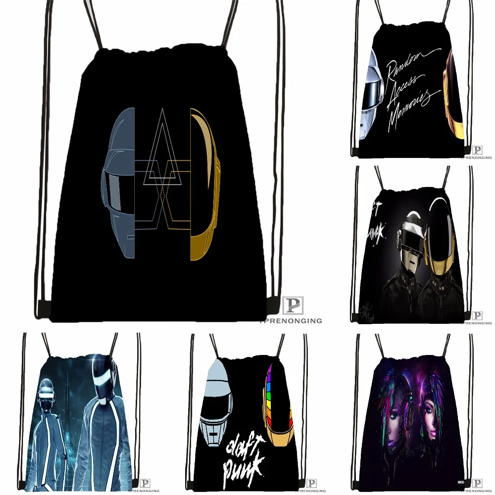 Custom Daft Punk Tron Helmets Drawstring Backpack Bag for Man Woman Cute Daypack Kids Satchel Black