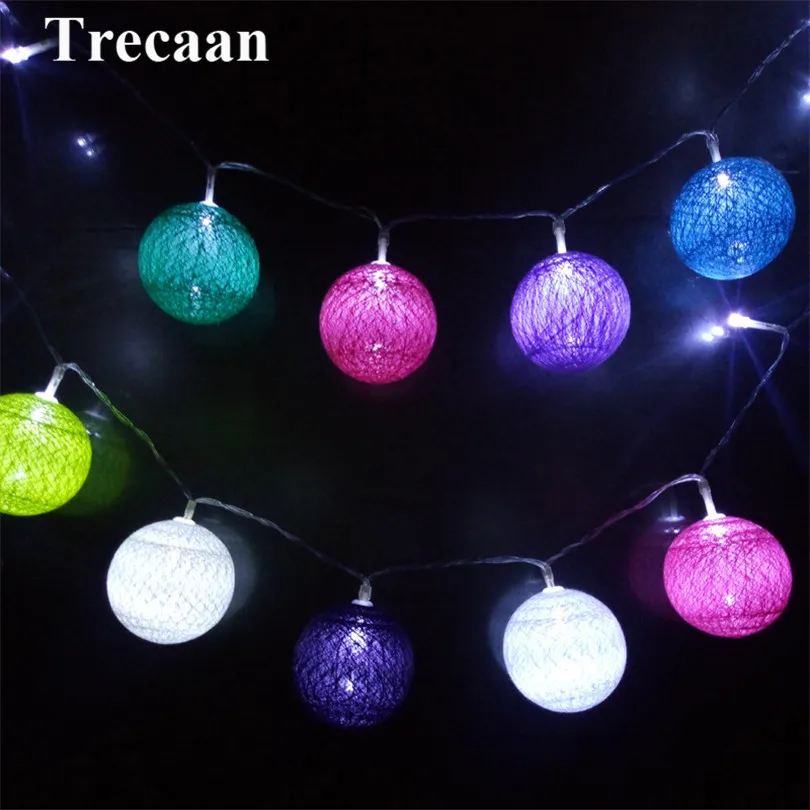 Trecaan LED Cotton BALL String Light For Xmas Feast Table Ornament Light Lamp Led Strip Home Bedroom Decor Garlands Trecaan LED Cotton BALL String Light For Xmas Feast Table Ornament Light Lamp Led Strip Home Bedroom Decor Garlands