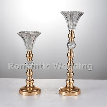

Crystal Glass Metal Flower Vase Pillar Centerpiece For Wedding Decorations Event Party Decorations 10PCS A Set