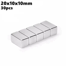 Powerful Magnetic Permanent Magnet 20x10x10mm N35 Rare Earth NdFeB 30pcs 20x10x10 Strong Block Neodymium Magnets