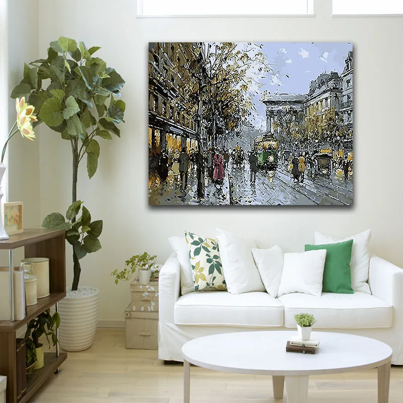

DIY colorings pictures by numbers with colors Paris street view impression picture drawing painting by numbers framed Home
