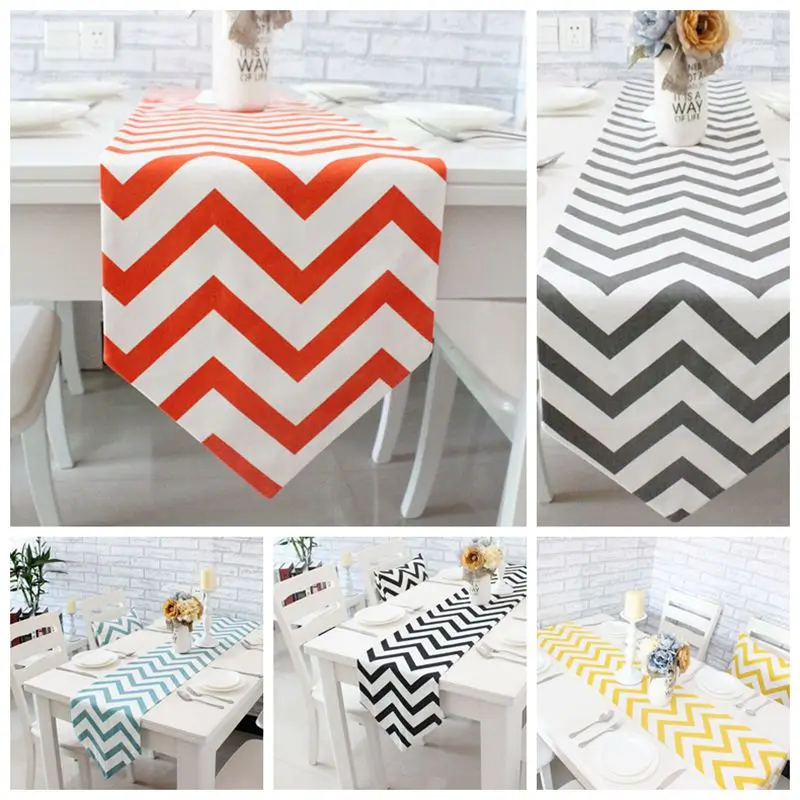 5 Color Simple Style Cotton Table Runners Geometric Print Canvas Ribbon Rustic Home Decoration | Дом и сад