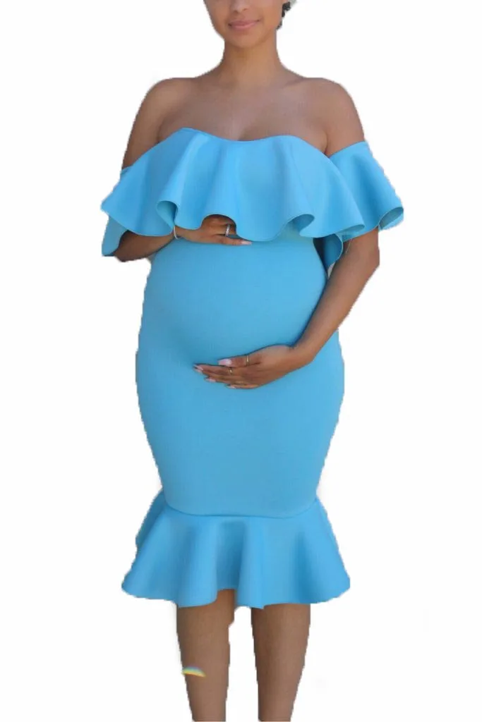 Ruffles Maternity Pregnancy Dress Photography Props Sexy Maternity Clothes For Photo Shoots Pregnant Dresses For Plus Size Women (6)