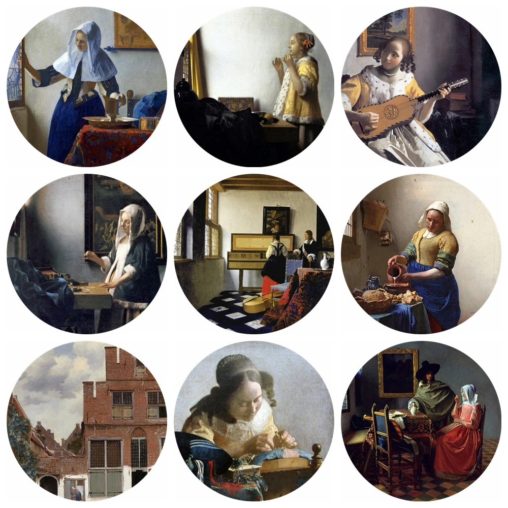 

20pcs 12~40mm Artist Johannes Vermeer Art Paintings Collection A Lady Writing Glass Cabochon DIY Jewelry Findings