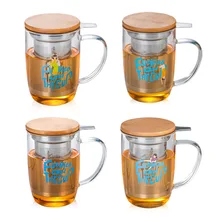 Японский чайник Pyrex прозрачный чайник с цветами фильтр очки для офиса с деревянной крышкой 550 мл