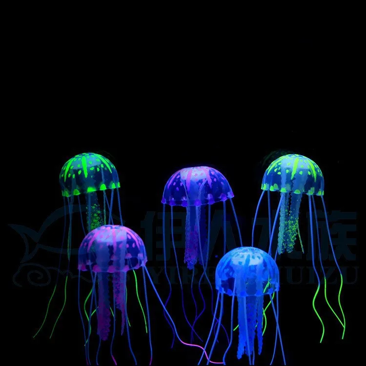 Настоящий акуариос Горячая распродажа! 5," светящаяся эффект искусственная Медуза для аквариума Рыбная баночка украшение для аквариума декорация на тему плавания в продаже