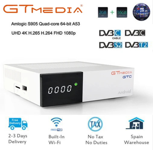 

GTC 4K Digital Satellite receiver Combo Support DVB-T2/DVB-S2/DVB C/isdb-t dvb t2 Tuner android 6.0 set top box m3u iptv tv box