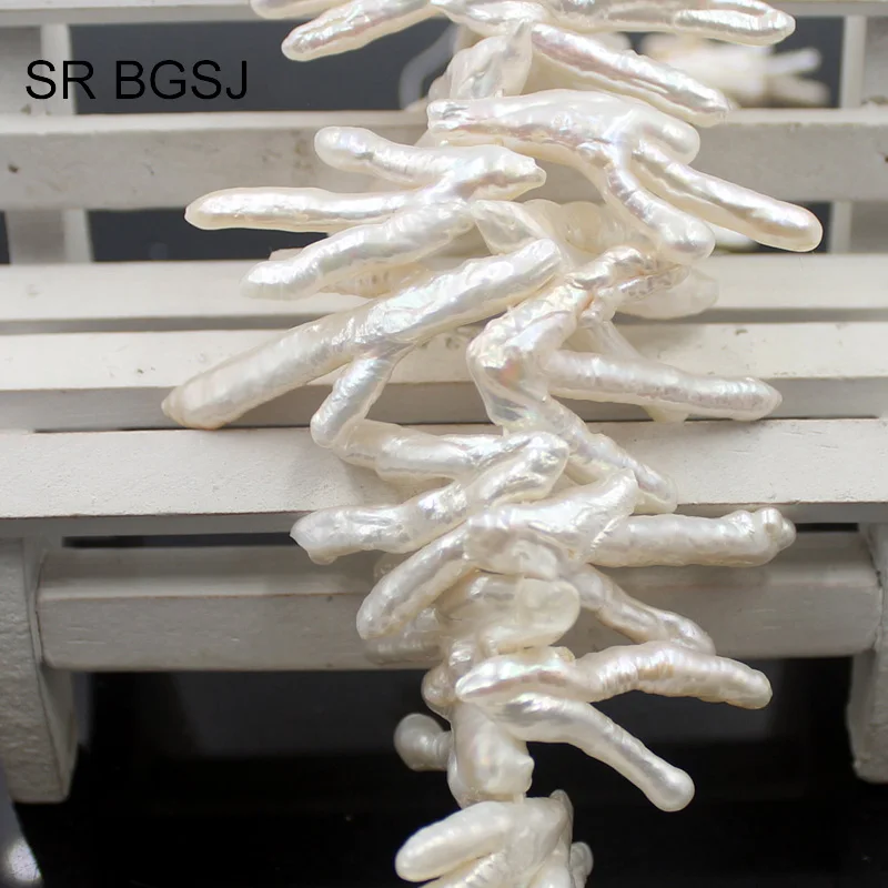 

Free Shipping 20-30mm Talon Shape Natural Freshwater White Pearl Beads For DIY Necklace Strand 15