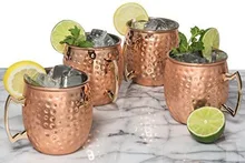 4 STÜCKE Freies Verschiffen 550 ml 18 Unzen Gehämmert Kupfer Überzogene Moscow Mule Becher Bier Becher Kaffeetasse Kupfer überzogene Drink