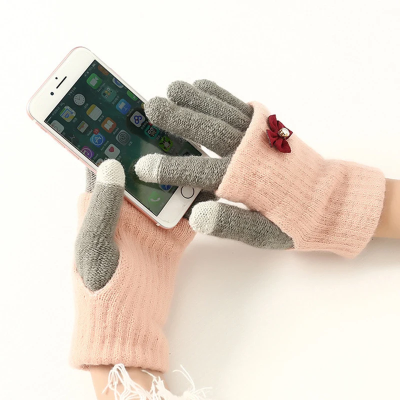 Women Girls Spring/Winter warm touch screen gloves students full