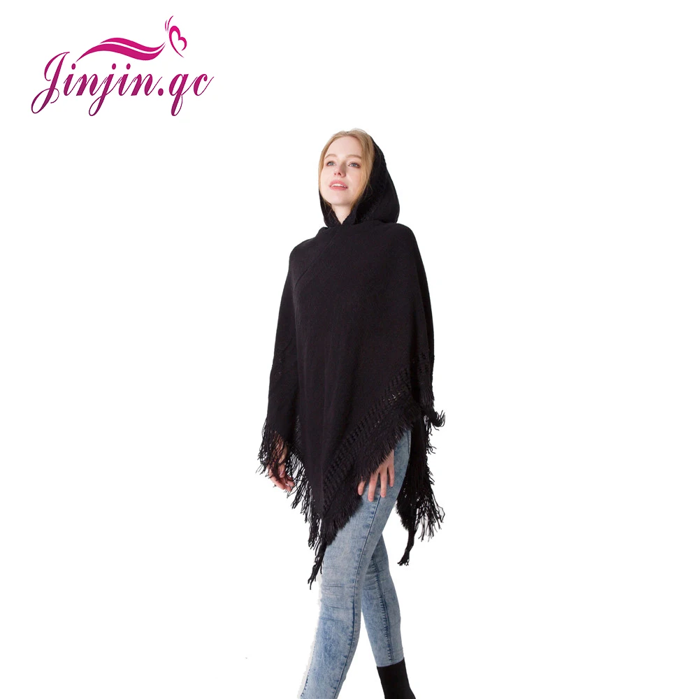 Jinjin.QC Solid Women Poncho Fashion Capes Arylic Scarf Winter Bandana Echarpe Foulard Femme Instant Jilbab Cover Up