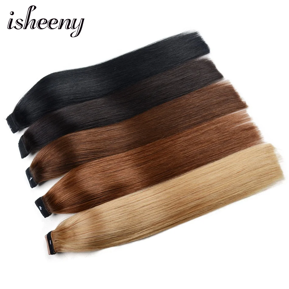 Isheeny конский хвост Remy человеческие волосы 14 &quot18&quot 22 &quot прямые прически зажим для