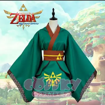 

[Stock] Hot Anime The Legend of Zelda Shadow Link Cosplay Costumes Green Kimono Uniform Dress XS-XXL For Female Free Shipping