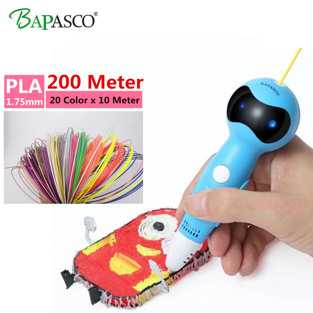 

Freeshipping 3D Pen BAPASCO Robot 06B Printing Pen 3D Add 200M(20 Color) PLA Voice Function intelligent Toys For Kids Best Gifts