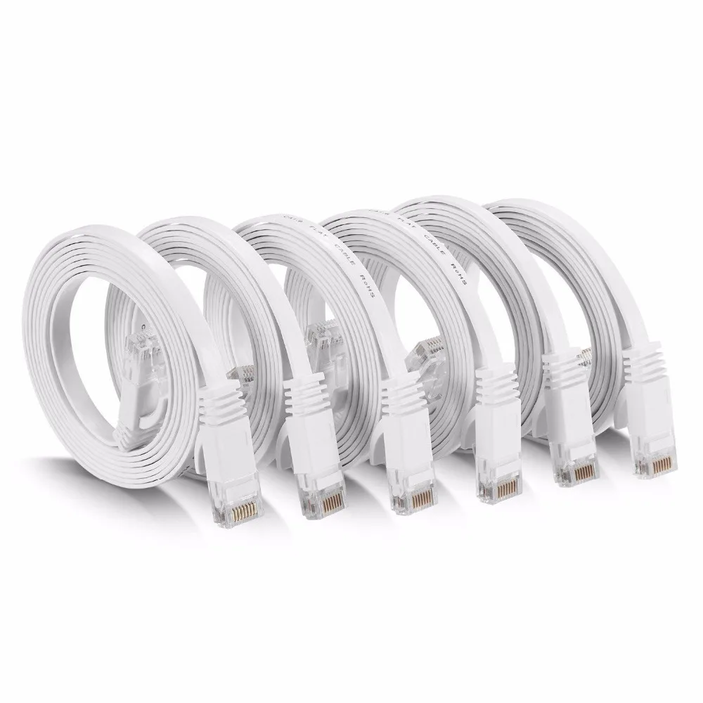 3M 10FT  Pure copper wire CAT6 Flat UTP Ethernet Network Cable RJ45 Patch LAN cable black white color