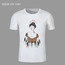 Illustration lady t-shirt Printed women men modal short sleeve top tee funny girl t shirt for male brand cloth free shipping