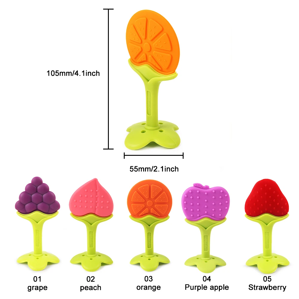 TYRY-HU-1PC-Baby-Teether-Food-Grade-Silicone-Beads-Fruit-Peach-Orange-Apple-Grape-Shape-Baby