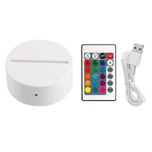 3D LED Lamp Base Touch Button Night Light Base + USB Cable + Remote Control For Home Cafe Decor