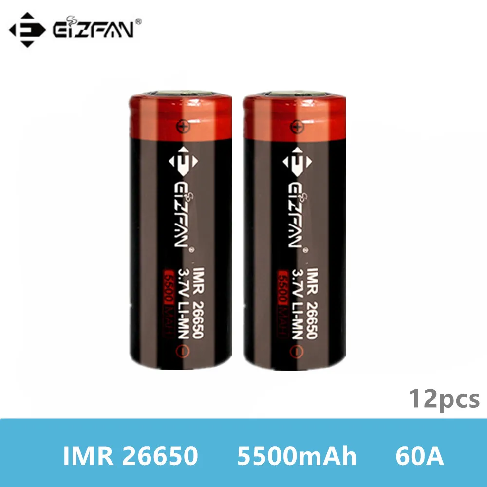 

EIZFAN IMR 26650 5500mAh 60A EFAN Li-ion Rechargeable Battery for Mech Box Mod Vaporizer High Power Flashlight