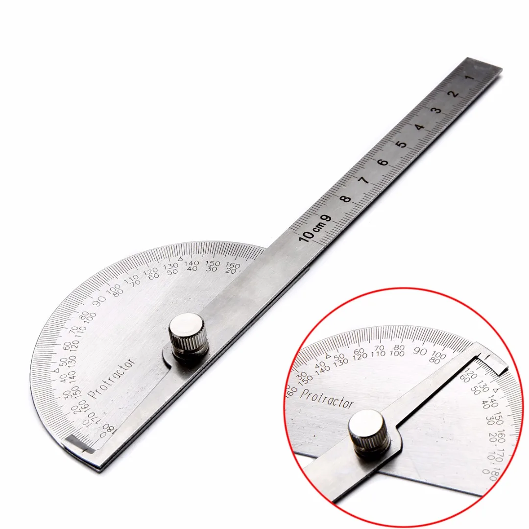Stainless Steel 180 degree Protractor Round Head Angle Finder Measuring Tool LD 