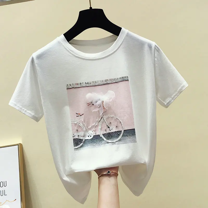 Günstig BOBOKATEER Mode T shirt Weibliche Sommer Tops Kawaii Rosa T Shirt Femme Weiß T shirt Frauen Kleidung 2019 Neue Camisas Mujer