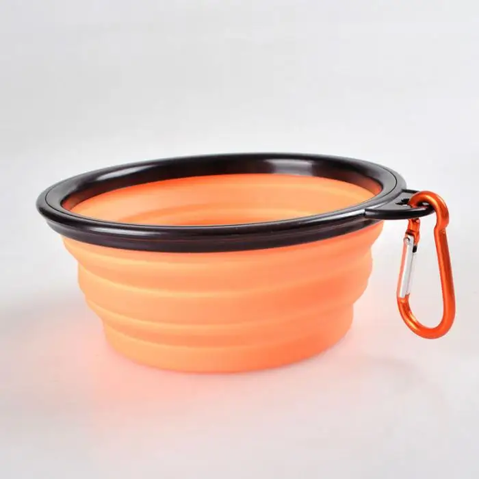 New Collapsible foldable silicone dog bowl candy color outdoor travel portable puppy doogie food container feeder dish