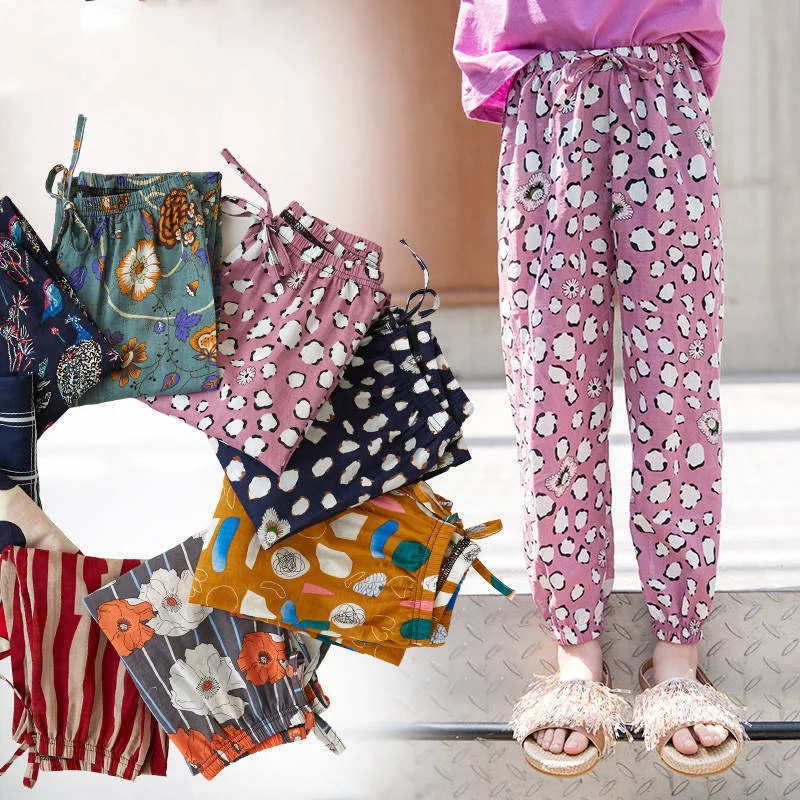 

Toddler Girl Boys Pants Summer Flower Ankle-length Pants Beach Wear Floral Print Trousers Bohemian Bloomers Girls Pants Clothing