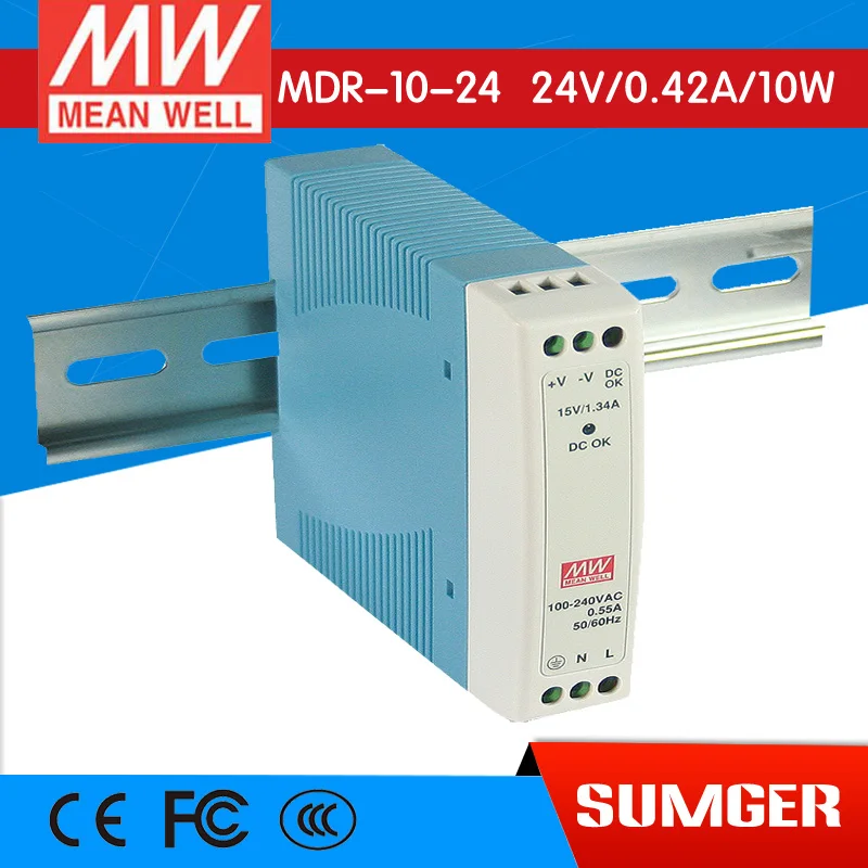 

[Freeshiping 6Pcs] MEAN WELL original MDR-10-24 24V 0.42A meanwell MDR-10 24V 10W Single Output Industrial DIN Rail Power Supply