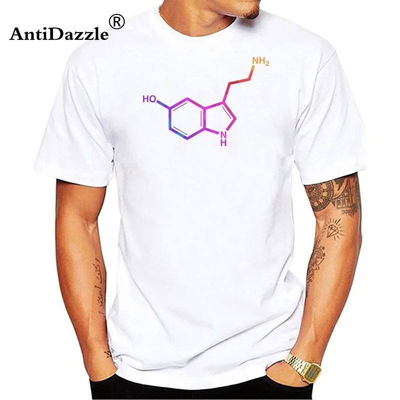

Chemistry Funny T Shirt Men Serotonin and Dopamine Chemical Formulas Cotton Tees Novelty Cool Tops