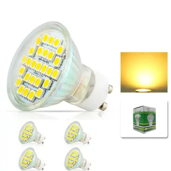 

4x GU10 5050 SMD 27 LED 7w White Warm White Spotlight Spot Lights Bulb Lamp with glass cover 220V Energy Saving