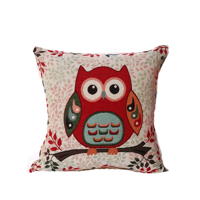 

Owl Cartoon Jacquard Linen/Cotton Sofa Bed Cushion Cover Throw Pillow Case Car Decorbox Home Decor Supplies